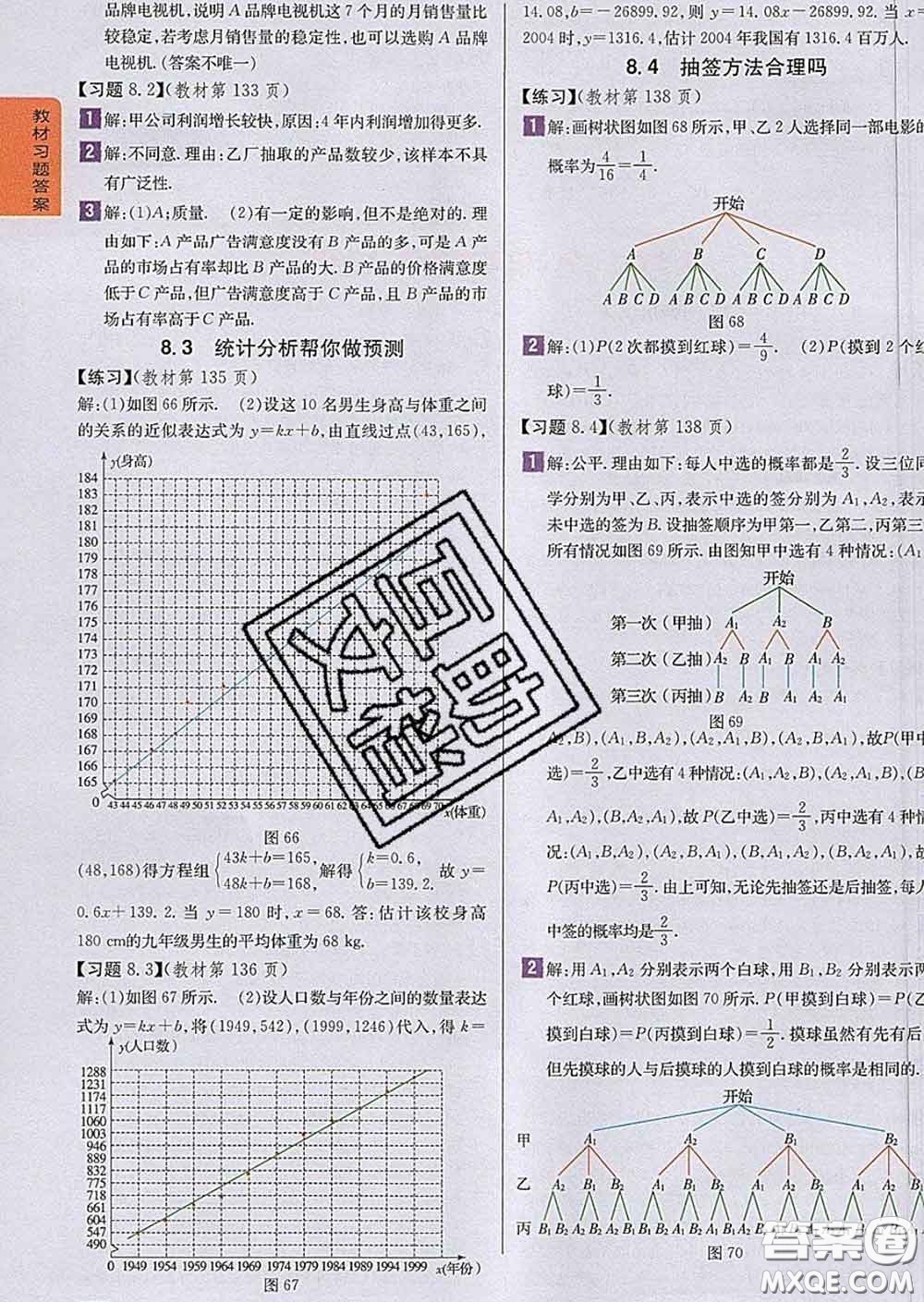 吉林人民出版社2020春尖子生學(xué)案九年級(jí)數(shù)學(xué)下冊(cè)蘇科版答案