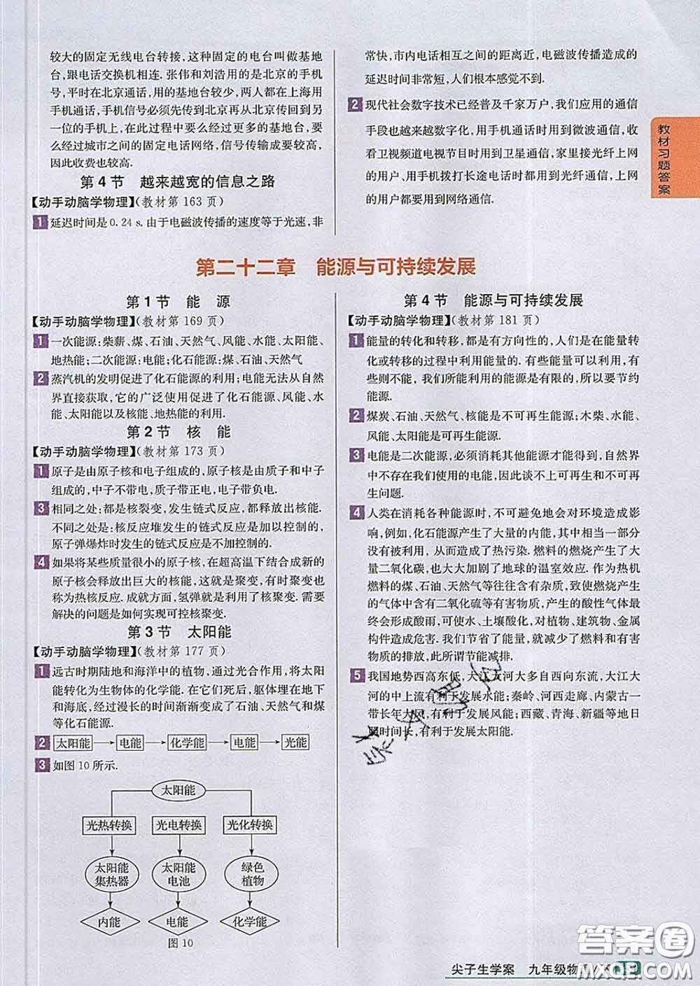 吉林人民出版社2020春尖子生學(xué)案九年級物理下冊人教版答案