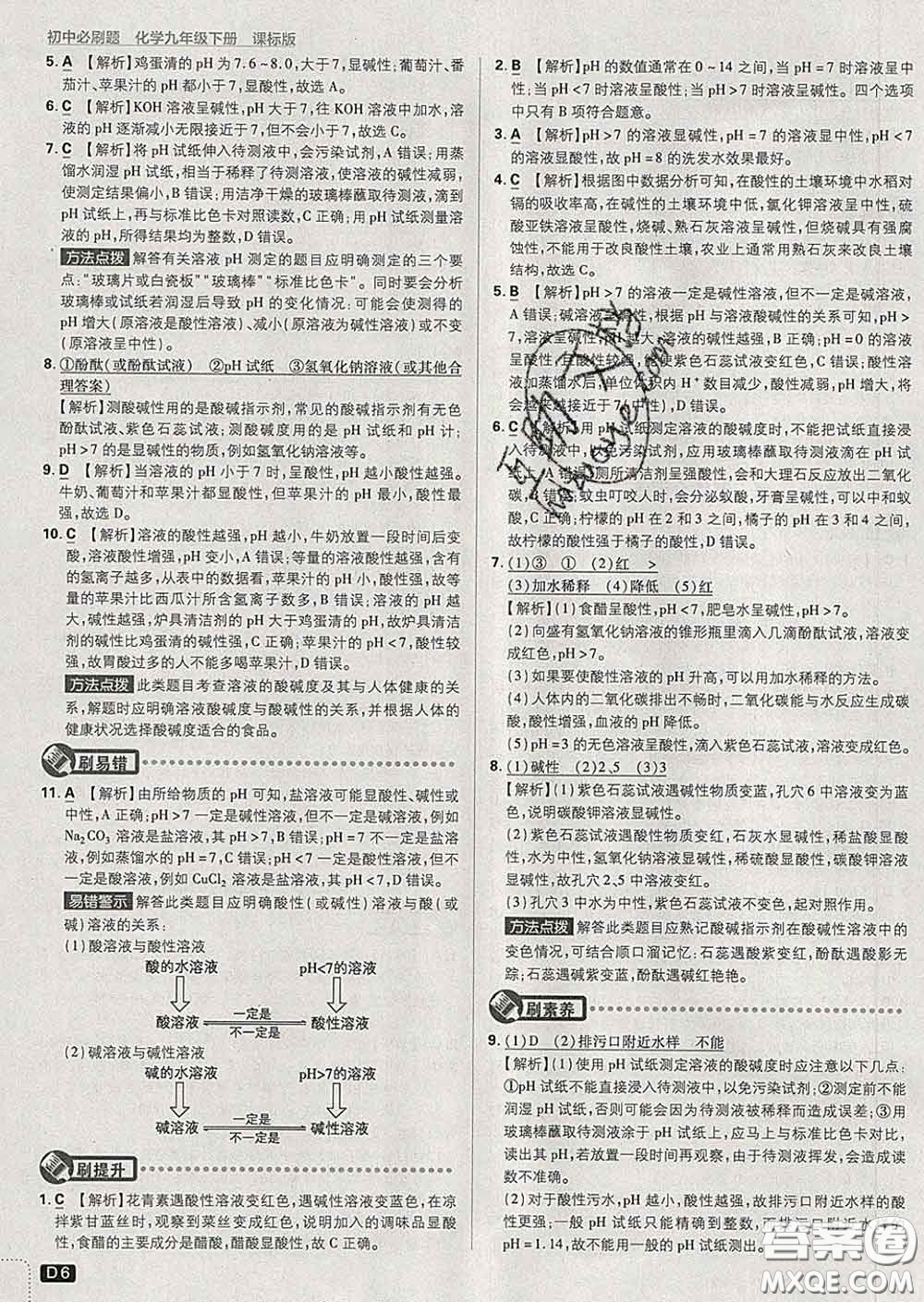 開明出版社2020春初中必刷題九年級化學(xué)下冊魯教版答案