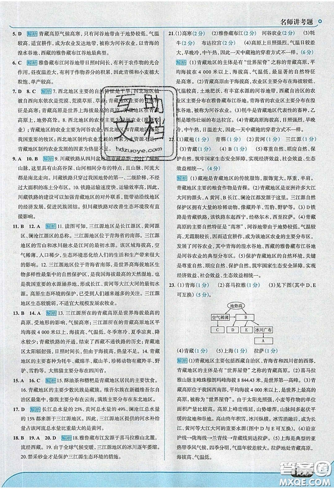 2020年走進中考考場八年級地理下冊人教版答案