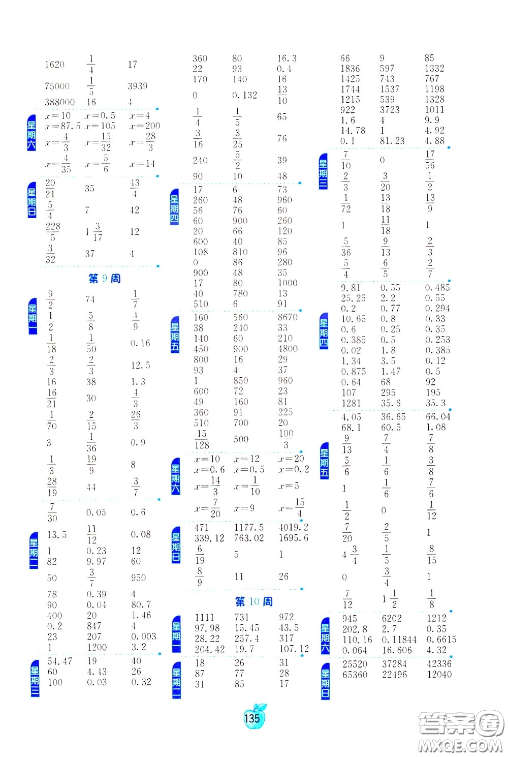 江蘇人民出版社2020年小學數(shù)學計算高手6年級下冊JSJY江蘇教育版參考答案