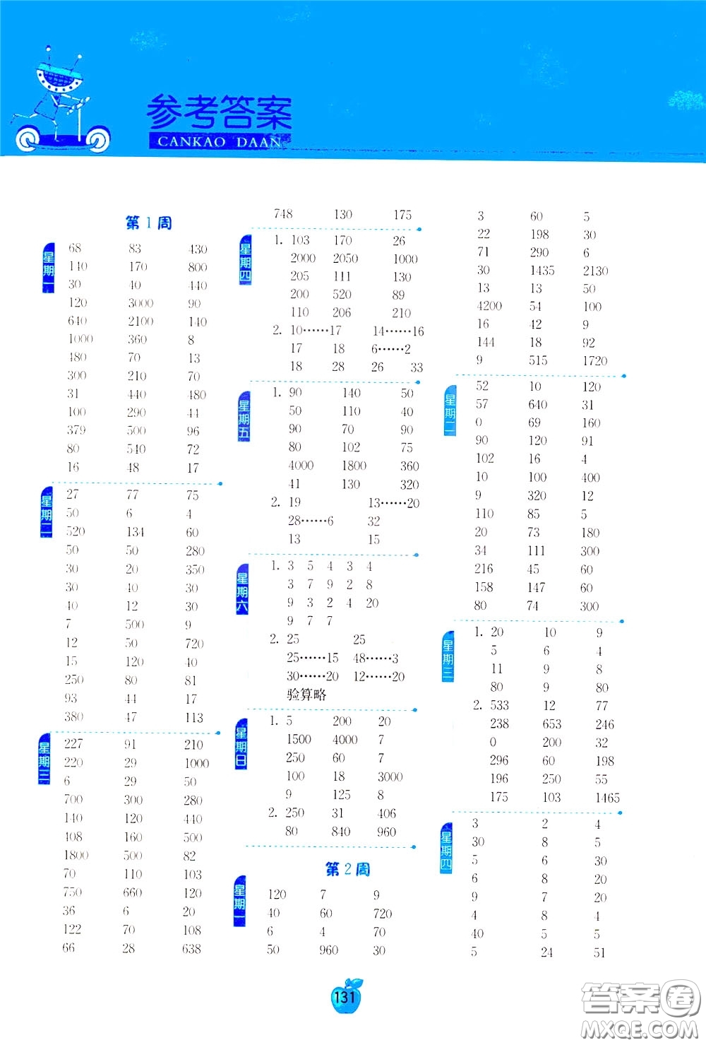 江蘇人民出版社2020年小學(xué)數(shù)學(xué)計(jì)算高手4年級(jí)下冊(cè)JSJY江蘇教育版參考答案