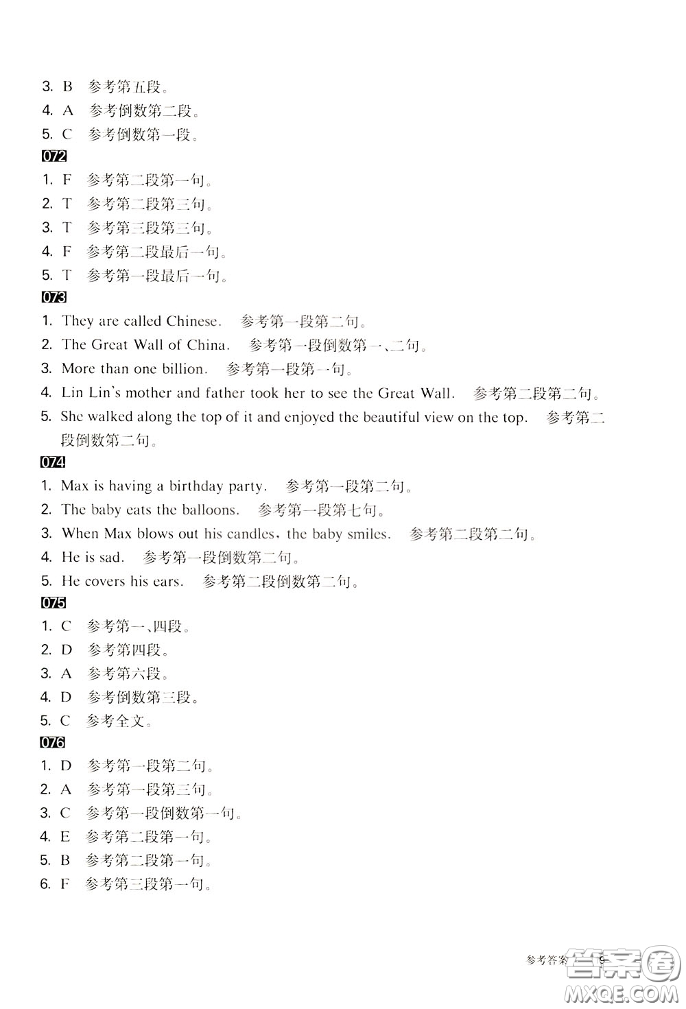 2020修訂版百題大過關(guān)小升初英語閱讀與寫作百題參考答案