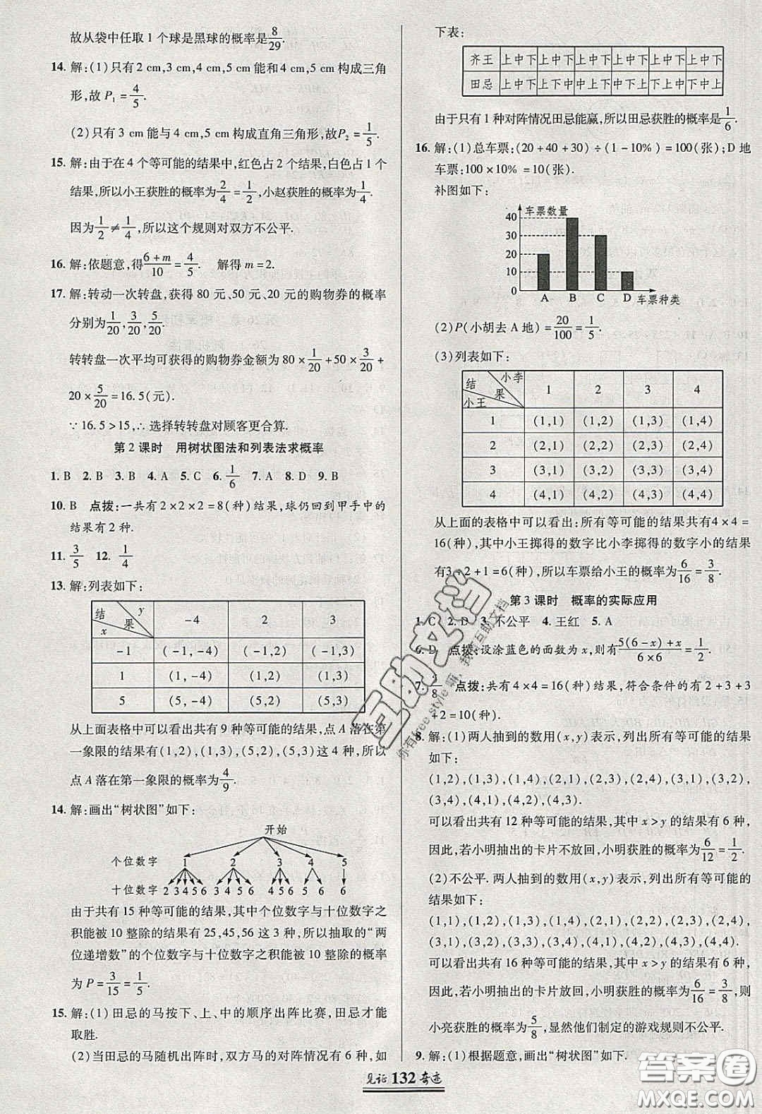 2020年見證奇跡英才學業(yè)設計與反饋九年級數(shù)學下冊滬科版答案