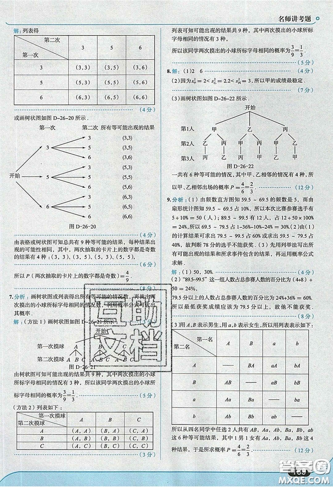 2020春走進中考考場九年級下冊數(shù)學滬科版答案