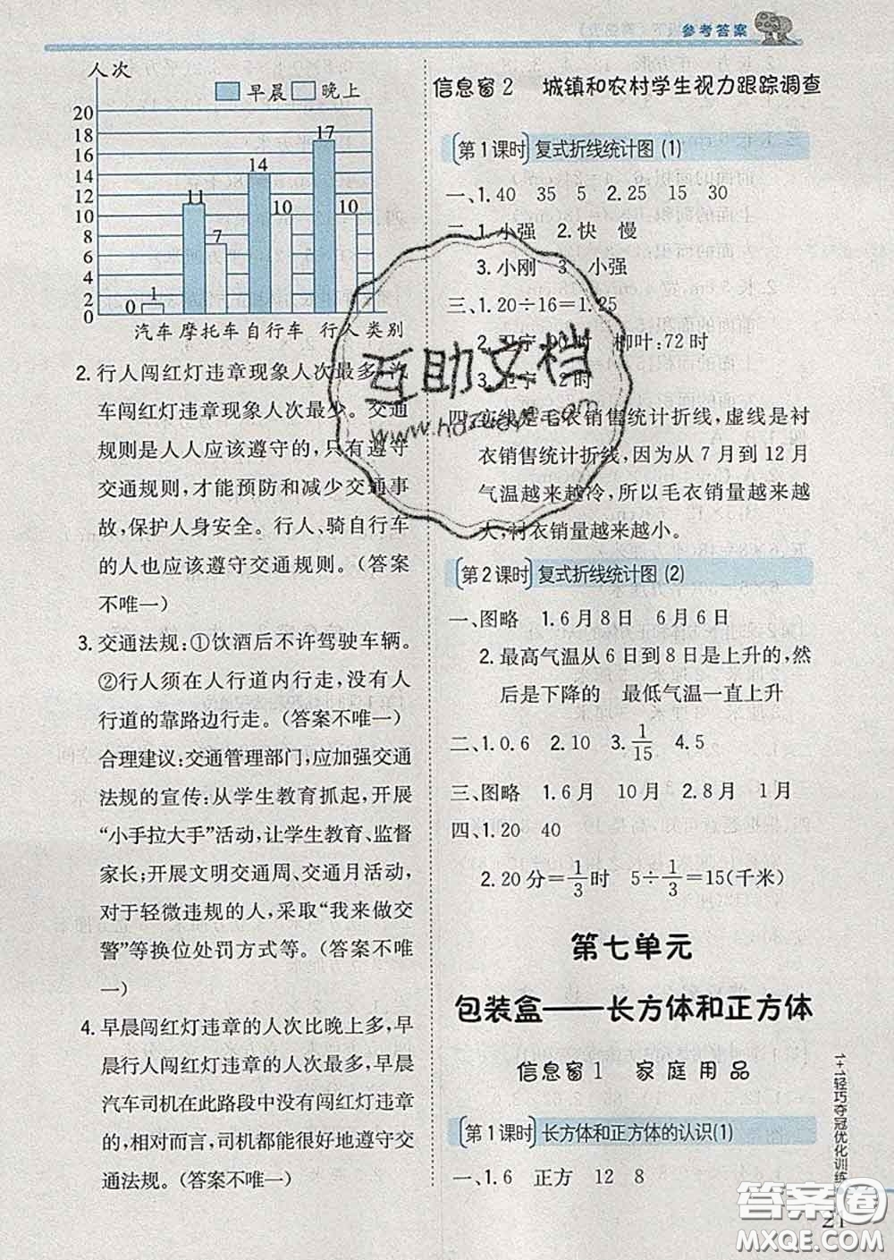 2020新版1加1輕巧奪冠優(yōu)化訓(xùn)練五年級數(shù)學(xué)下冊青島版答案