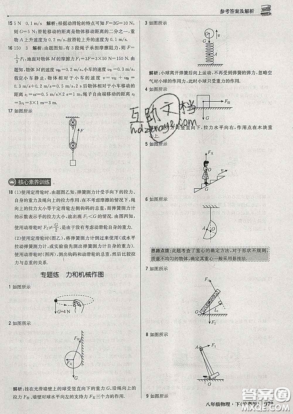 2020新版1加1輕巧奪冠優(yōu)化訓(xùn)練八年級(jí)物理下冊(cè)滬粵版答案