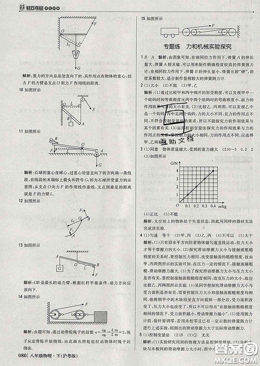 2020新版1加1輕巧奪冠優(yōu)化訓(xùn)練八年級(jí)物理下冊(cè)滬粵版答案