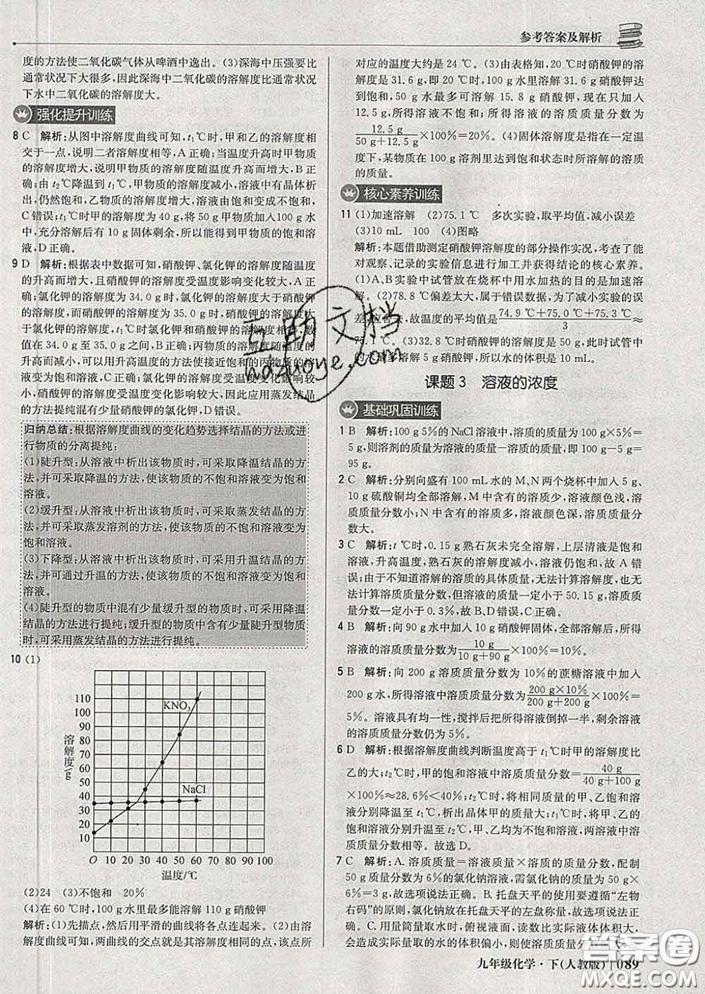 2020新版1加1輕巧奪冠優(yōu)化訓(xùn)練九年級化學(xué)下冊人教版答案