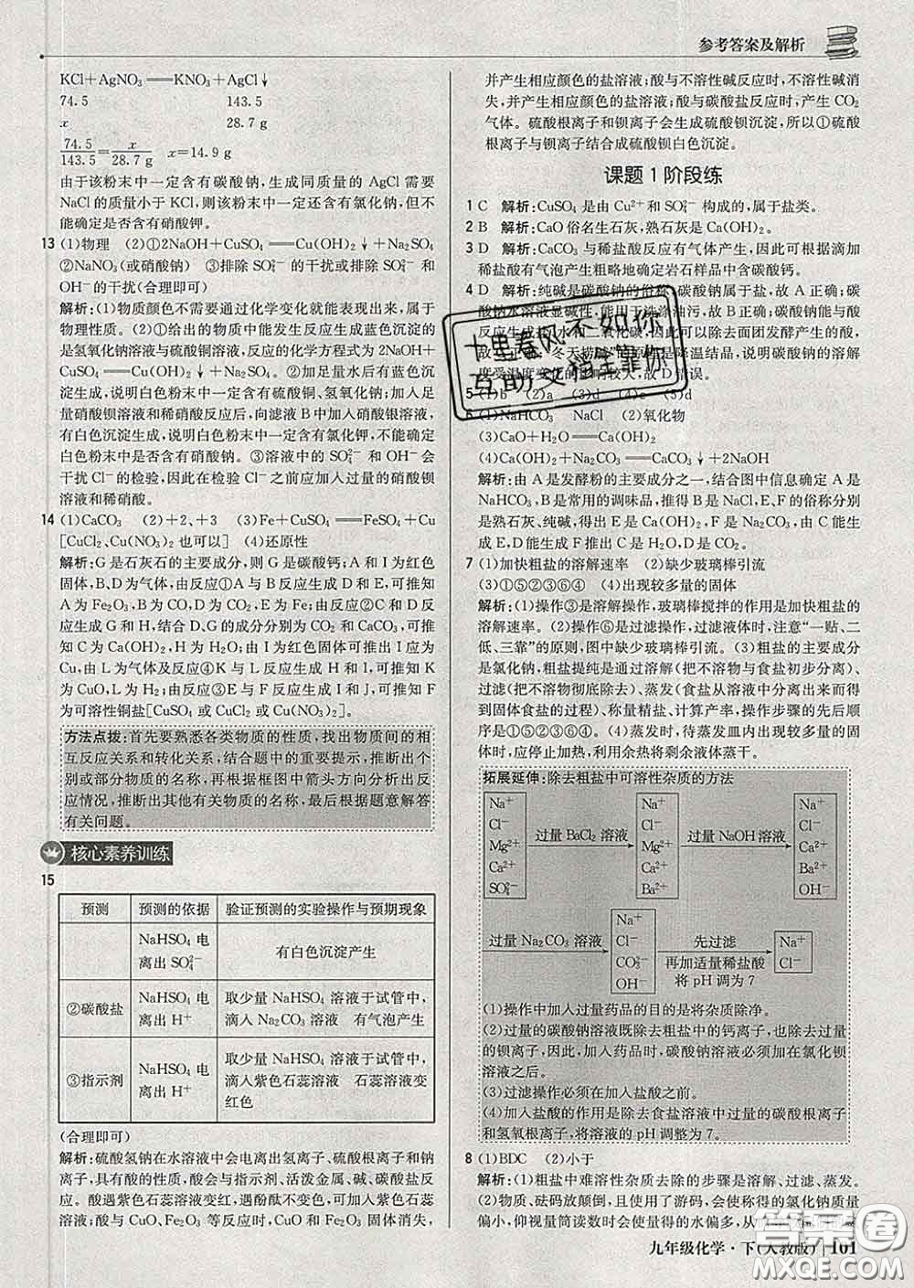 2020新版1加1輕巧奪冠優(yōu)化訓(xùn)練九年級化學(xué)下冊人教版答案