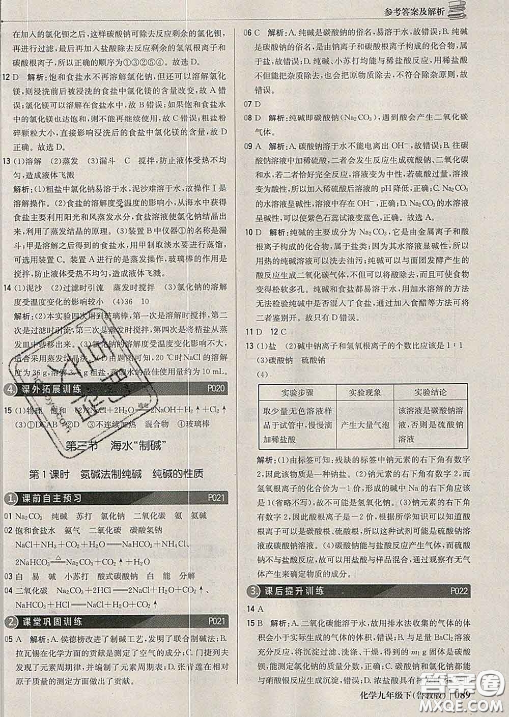 2020新版1加1輕巧奪冠優(yōu)化訓練九年級化學下冊魯教版答案