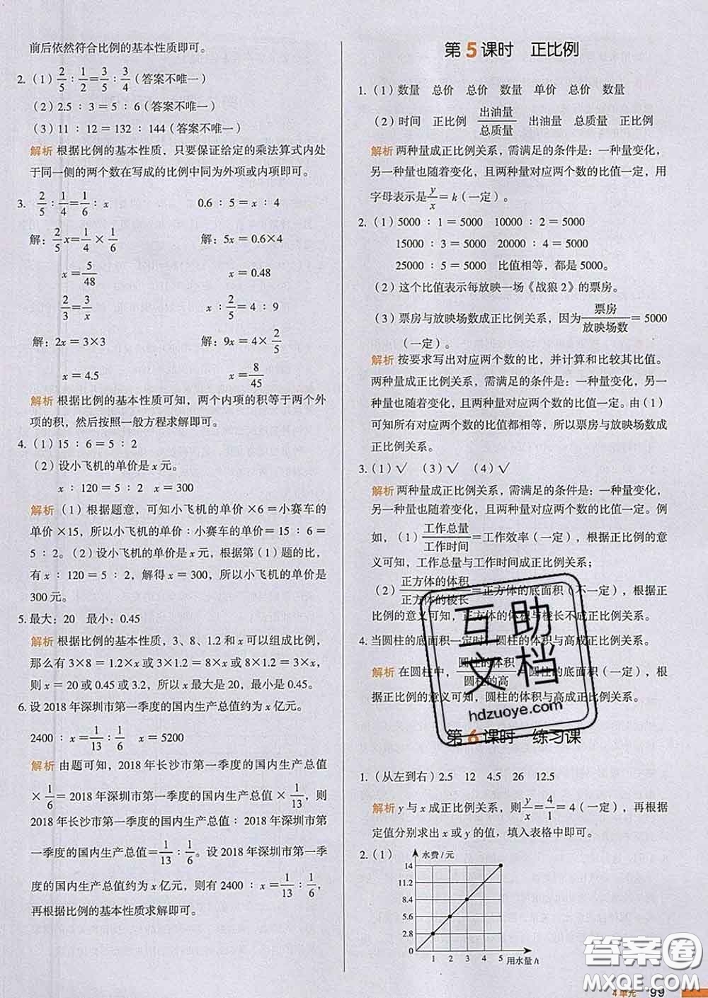 2020新版一本我愛寫作業(yè)小學(xué)數(shù)學(xué)六年級下冊人教版答案