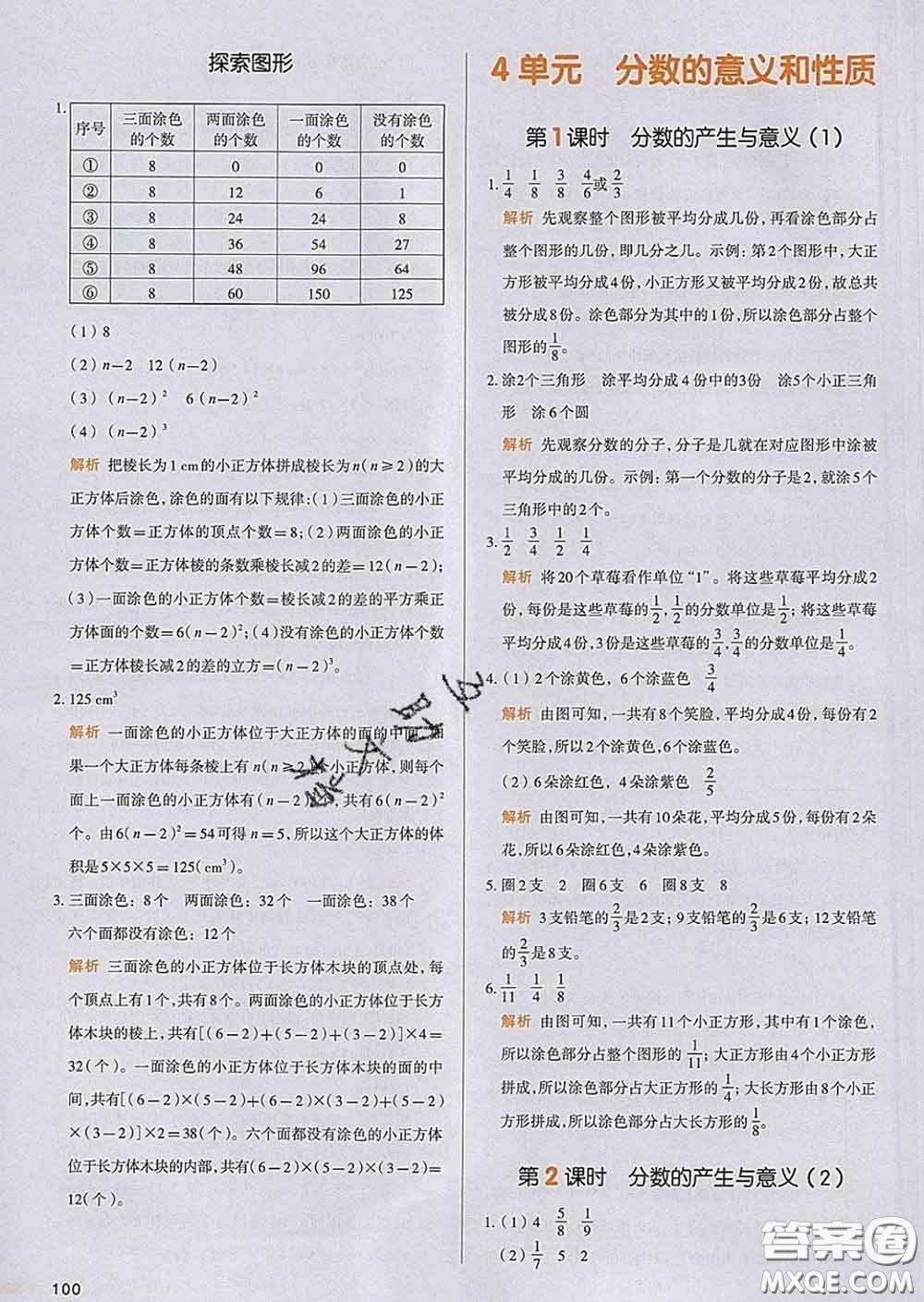 2020新版一本我愛寫作業(yè)小學(xué)數(shù)學(xué)五年級下冊人教版答案