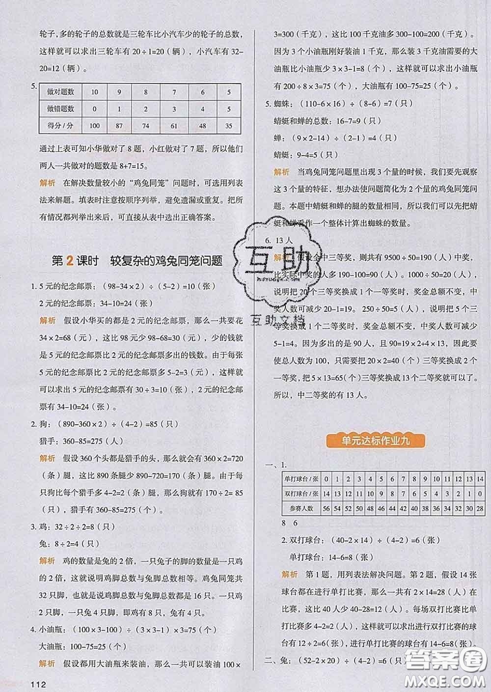 2020新版一本我愛寫作業(yè)小學數(shù)學四年級下冊人教版答案