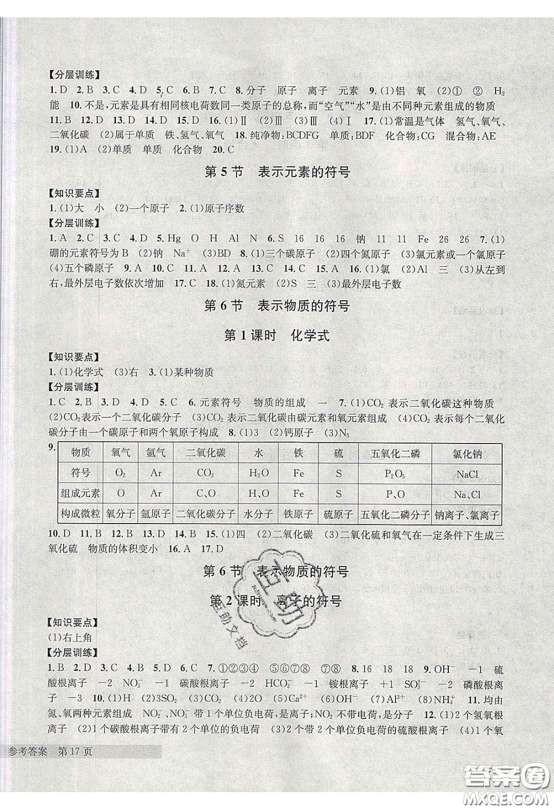 2020年習(xí)題e百課時(shí)訓(xùn)練八年級(jí)科學(xué)下冊(cè)浙教版答案