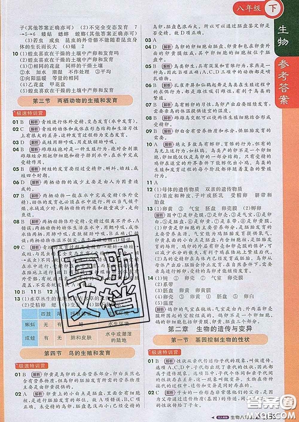 1加1輕巧奪冠課堂直播2020新版八年級(jí)生物下冊(cè)人教版答案