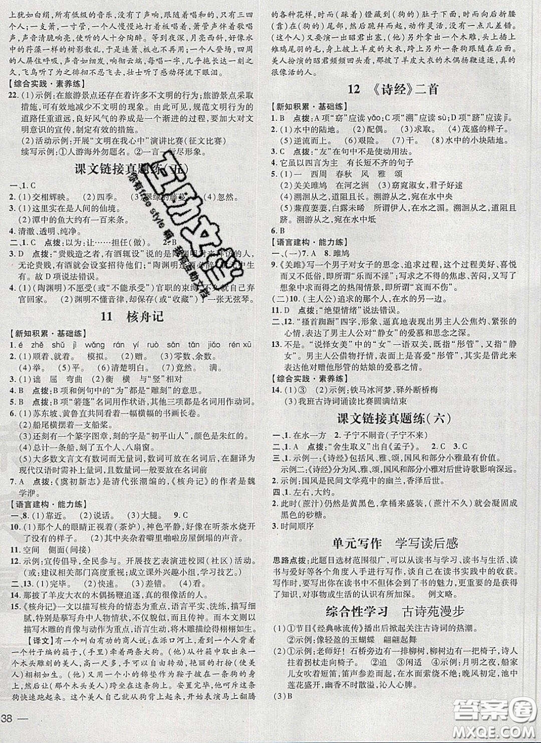 2020榮德基點(diǎn)撥訓(xùn)練八年級(jí)語(yǔ)文下冊(cè)人教版答案