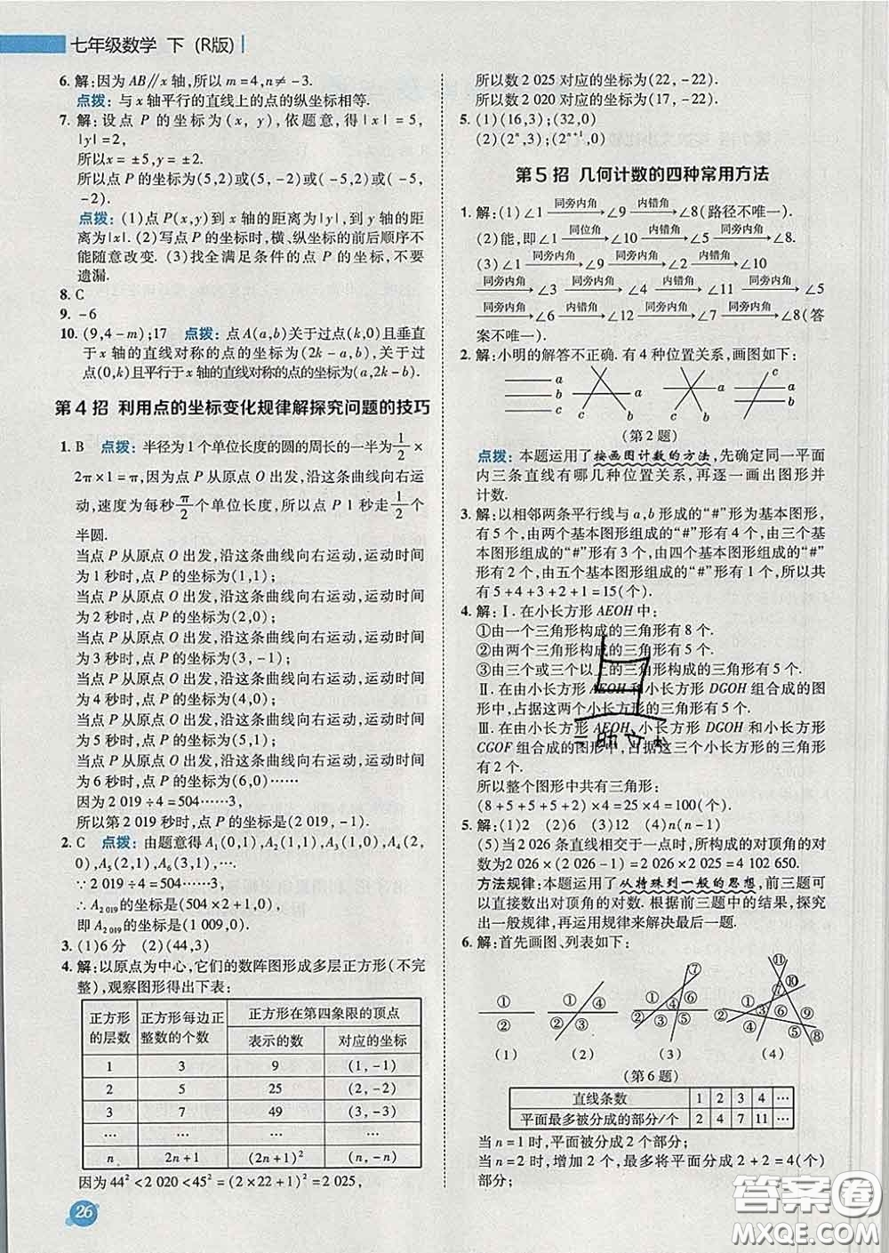 2020春綜合應(yīng)用創(chuàng)新題典中點七年級數(shù)學(xué)下冊人教版答案