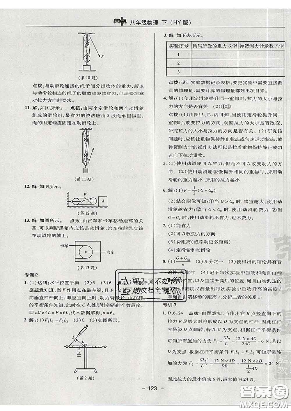 2020春綜合應(yīng)用創(chuàng)新題典中點(diǎn)八年級(jí)物理下冊(cè)滬粵版答案