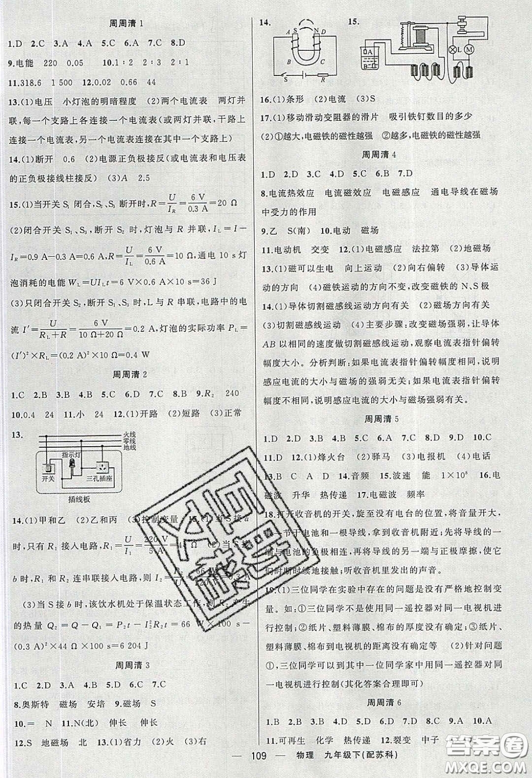 2020年四清導(dǎo)航九年級物理下冊蘇科版答案