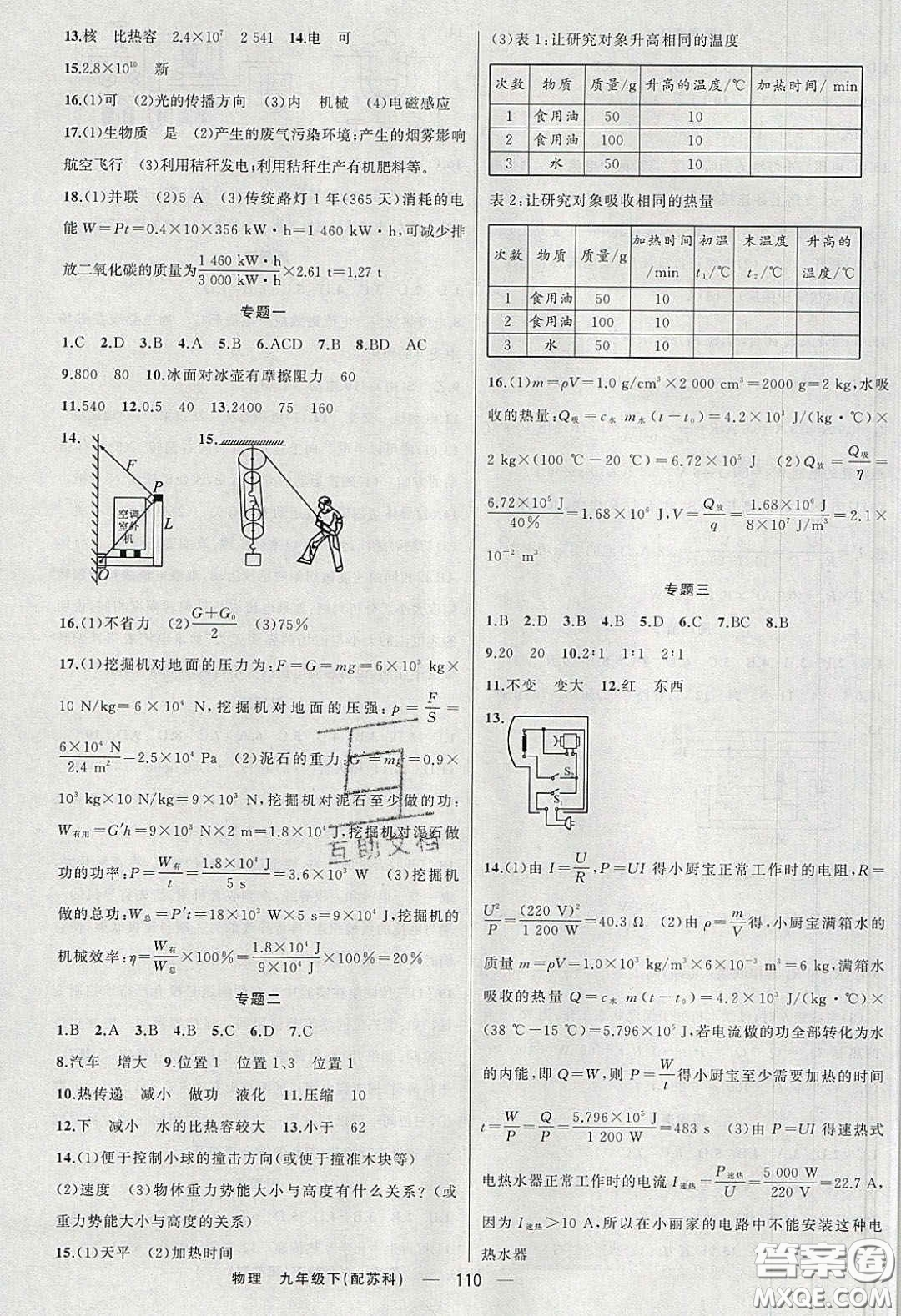 2020年四清導(dǎo)航九年級物理下冊蘇科版答案