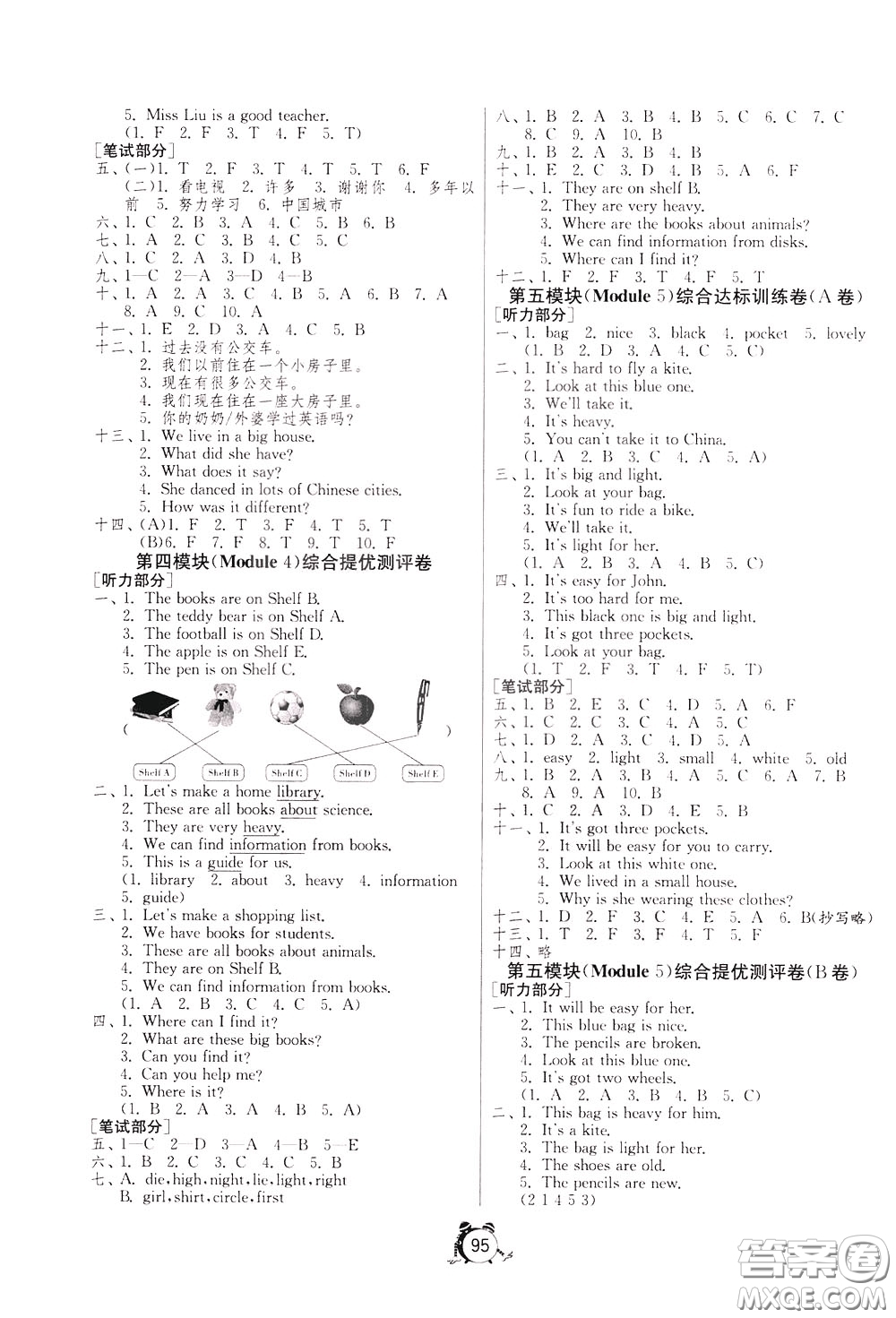 2020年單元雙測同步達(dá)標(biāo)活頁試卷英語五年級(jí)下冊WYS外研社新標(biāo)準(zhǔn)版參考答案