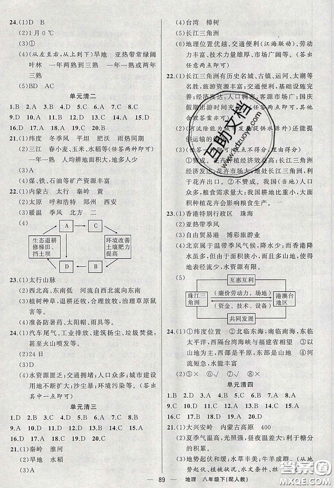 獵豹圖書2020年四清導航八年級地理下冊人教版答案