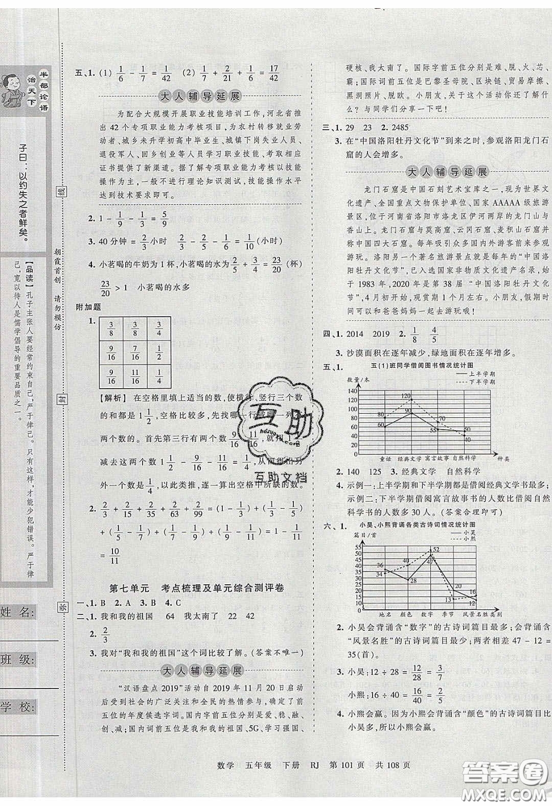 江西人民出版社2020年王朝霞考點梳理時習卷五年級數(shù)學下冊人教版答案