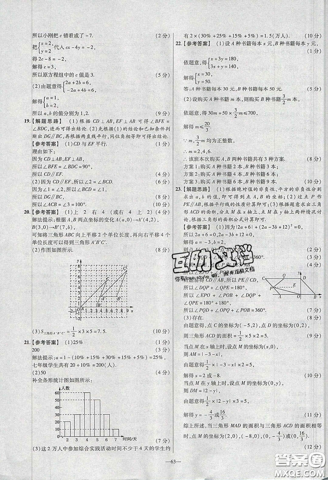 2020年金考卷活頁(yè)題選名師名題單元雙測(cè)七年級(jí)數(shù)學(xué)下冊(cè)人教版答案