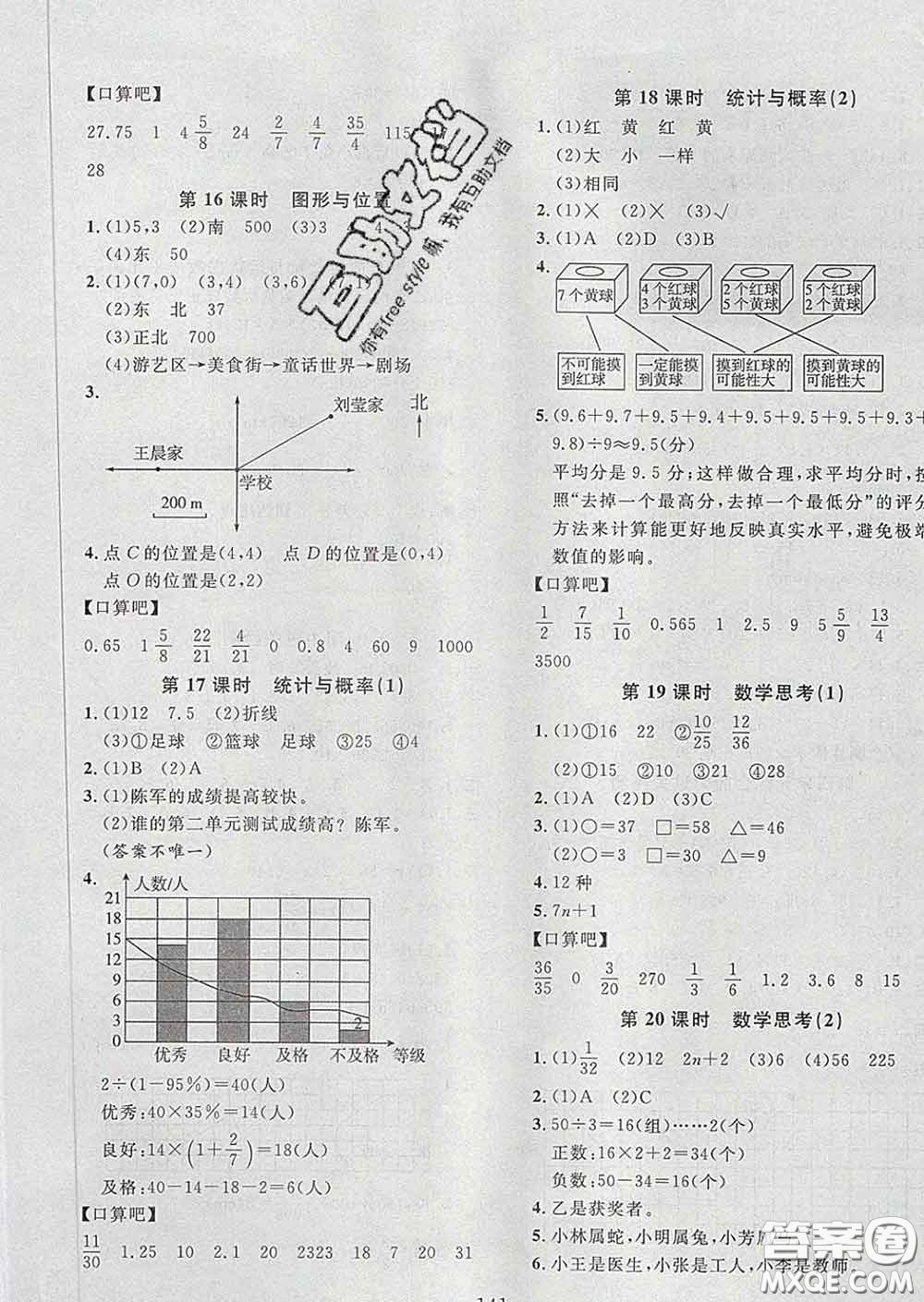 2020新版課時特訓優(yōu)化作業(yè)本六年級數(shù)學下冊人教版答案