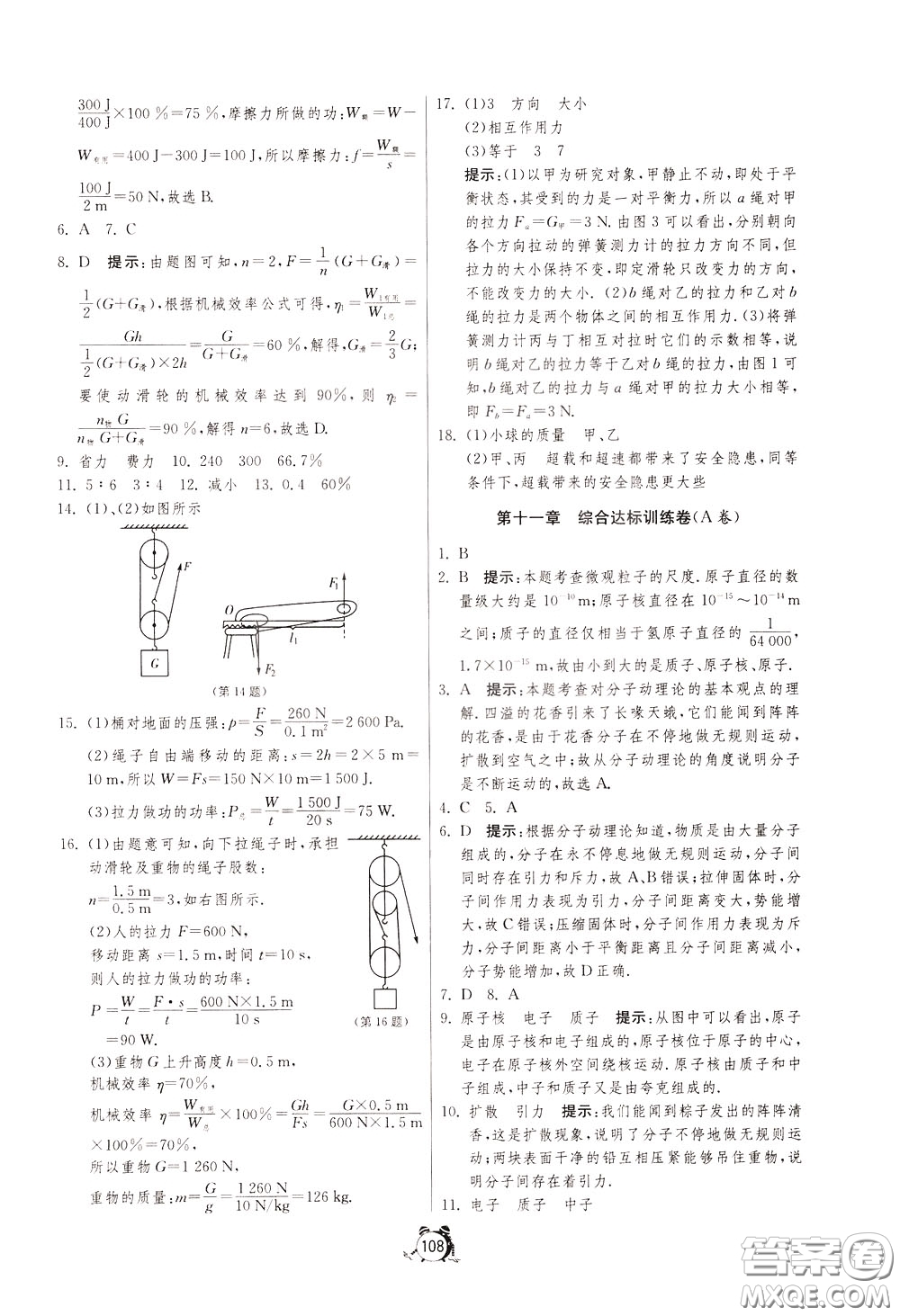 2020年單元雙測(cè)全程提優(yōu)測(cè)評(píng)卷物理八年級(jí)下冊(cè)SHKJ滬科版參考答案