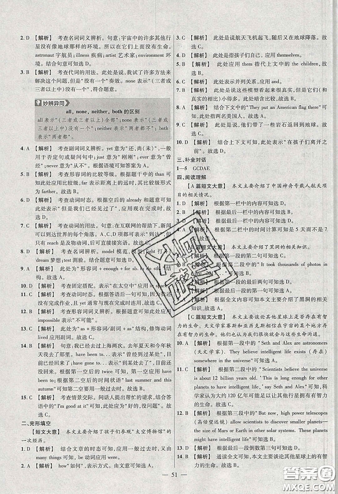 2020年金考卷活頁(yè)題選名師名題單元雙測(cè)八年級(jí)英語(yǔ)下冊(cè)外研版答案