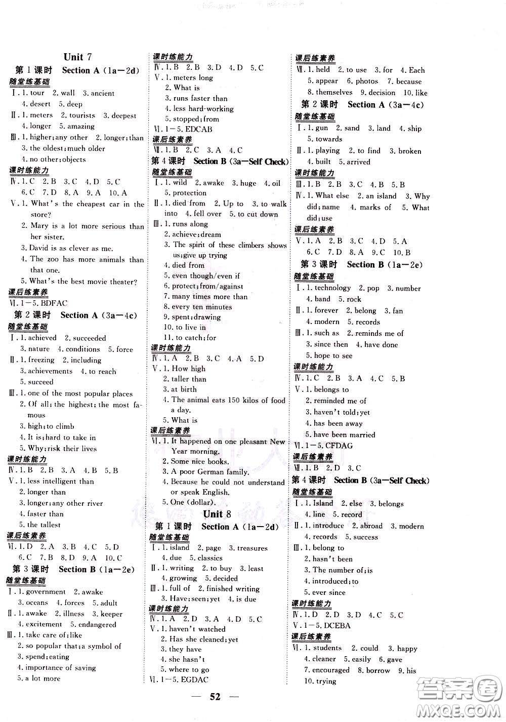 2020年新坐標(biāo)同步練習(xí)英語(yǔ)八年級(jí)下冊(cè)人教版參考答案