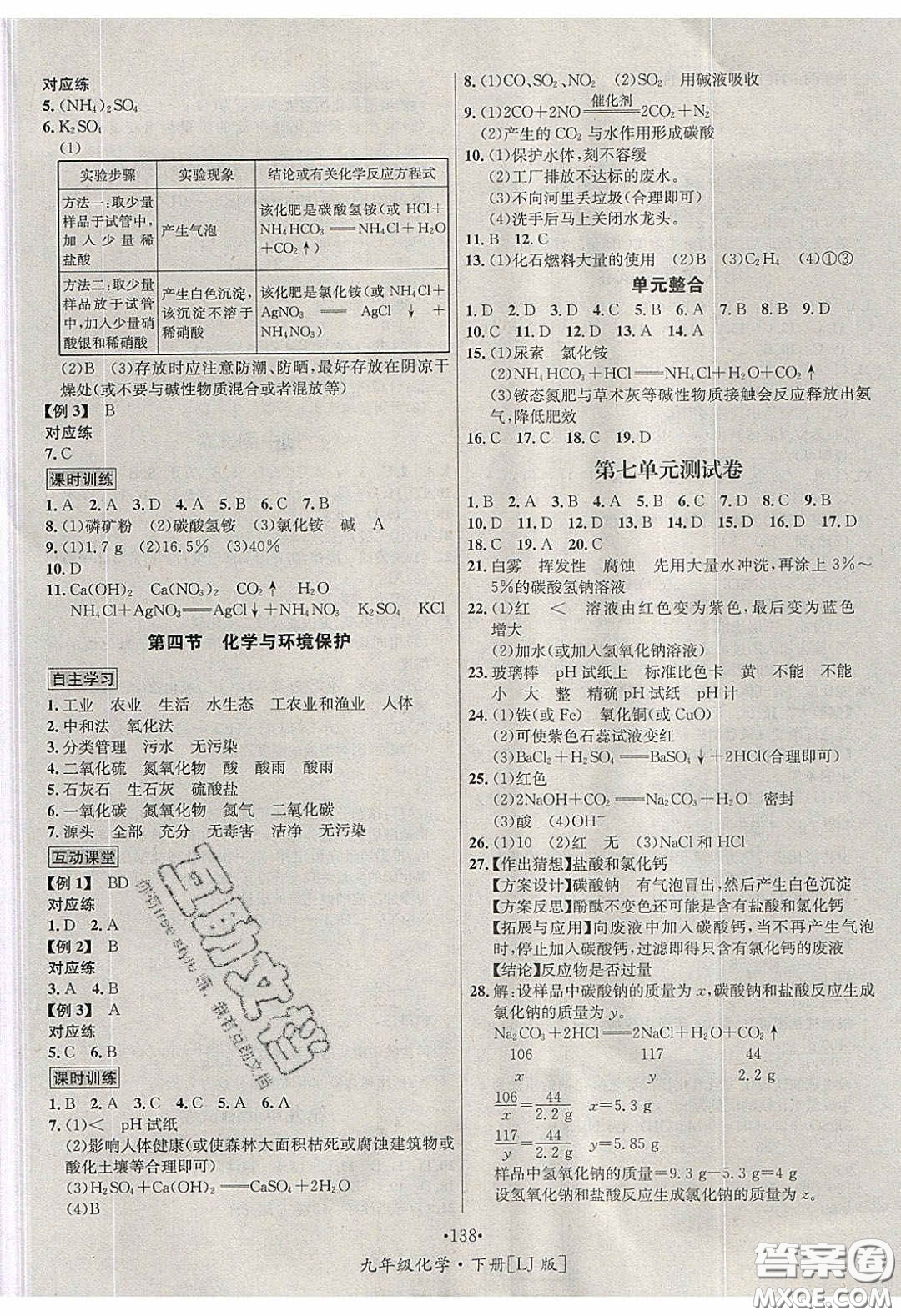 2020優(yōu)學(xué)名師名題九年級化學(xué)下冊魯教版答案