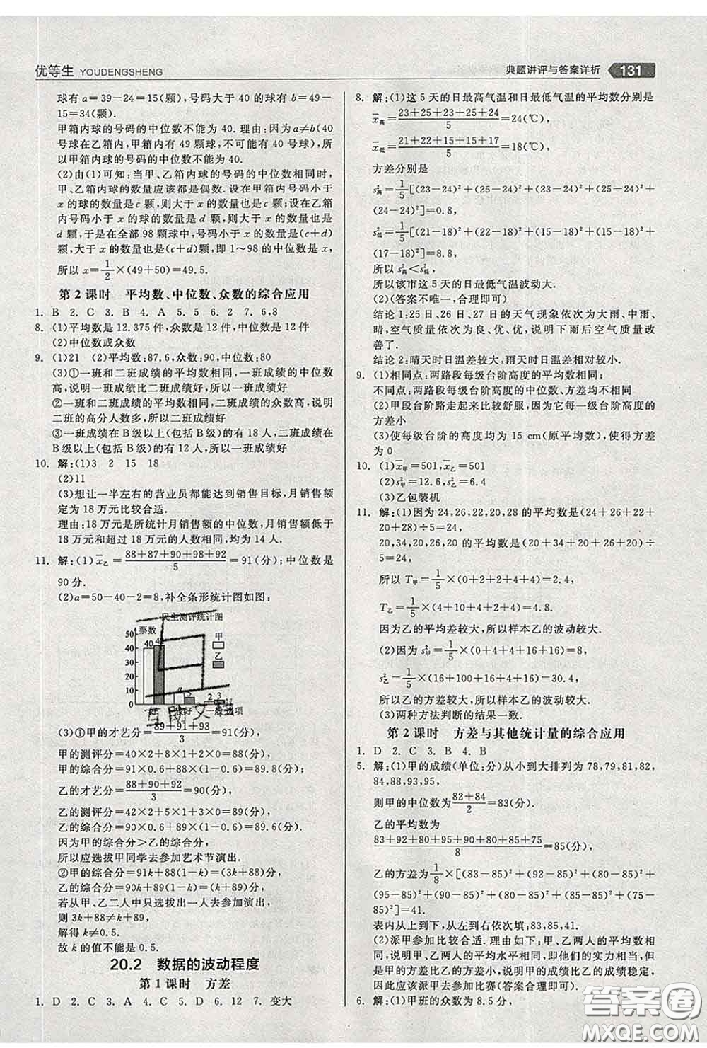 陽光出版社2020春全品優(yōu)等生八年級數(shù)學(xué)下冊人教版答案