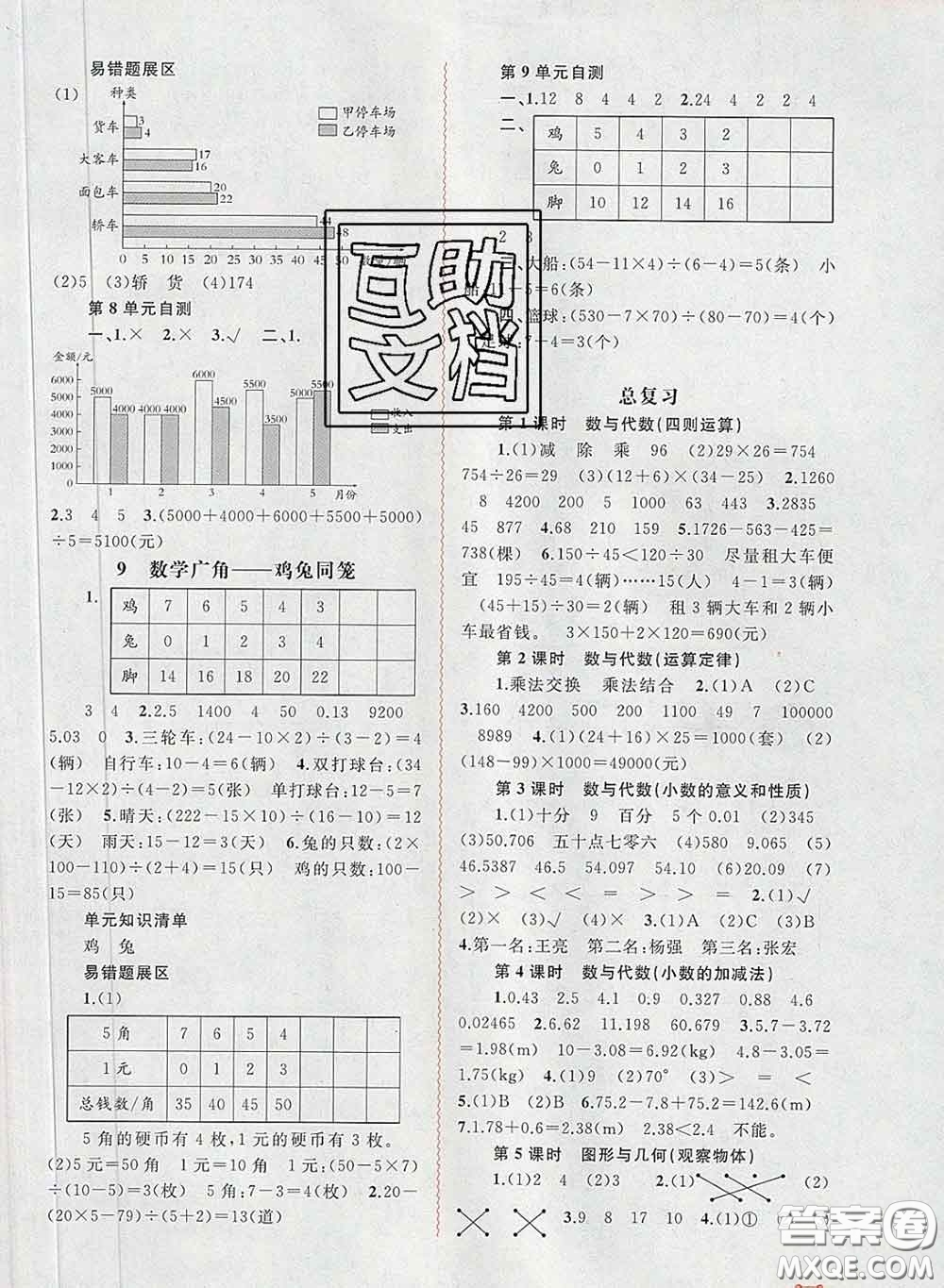 2020新版新課程學(xué)習(xí)與測評(píng)同步學(xué)習(xí)四年級(jí)數(shù)學(xué)下冊(cè)人教版答案