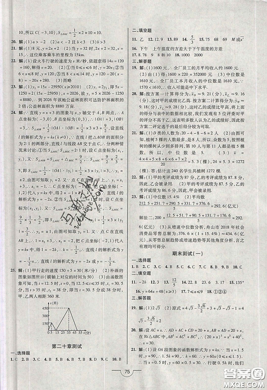 2020年名師在線魔力導(dǎo)學(xué)開心練八年級數(shù)學(xué)下冊人教版答案