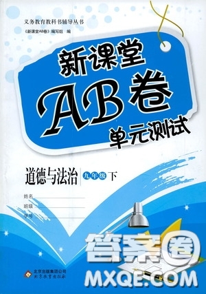 2020年新課堂AB卷單元測道德與法治九年級下冊參考答案