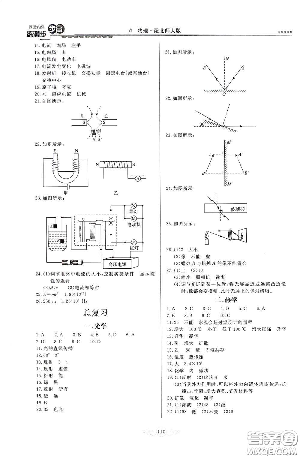 河北美術(shù)出版社2020課堂內(nèi)外練測(cè)步步高九年級(jí)物理下冊(cè)北師大版答案