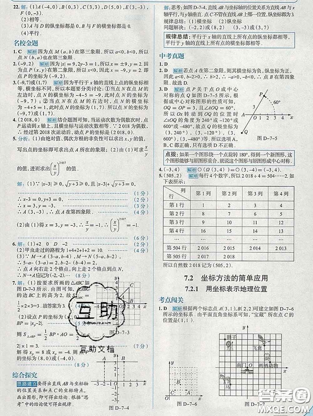 現(xiàn)代教育出版社2020新版走向中考考場七年級數(shù)學(xué)下冊人教版答案