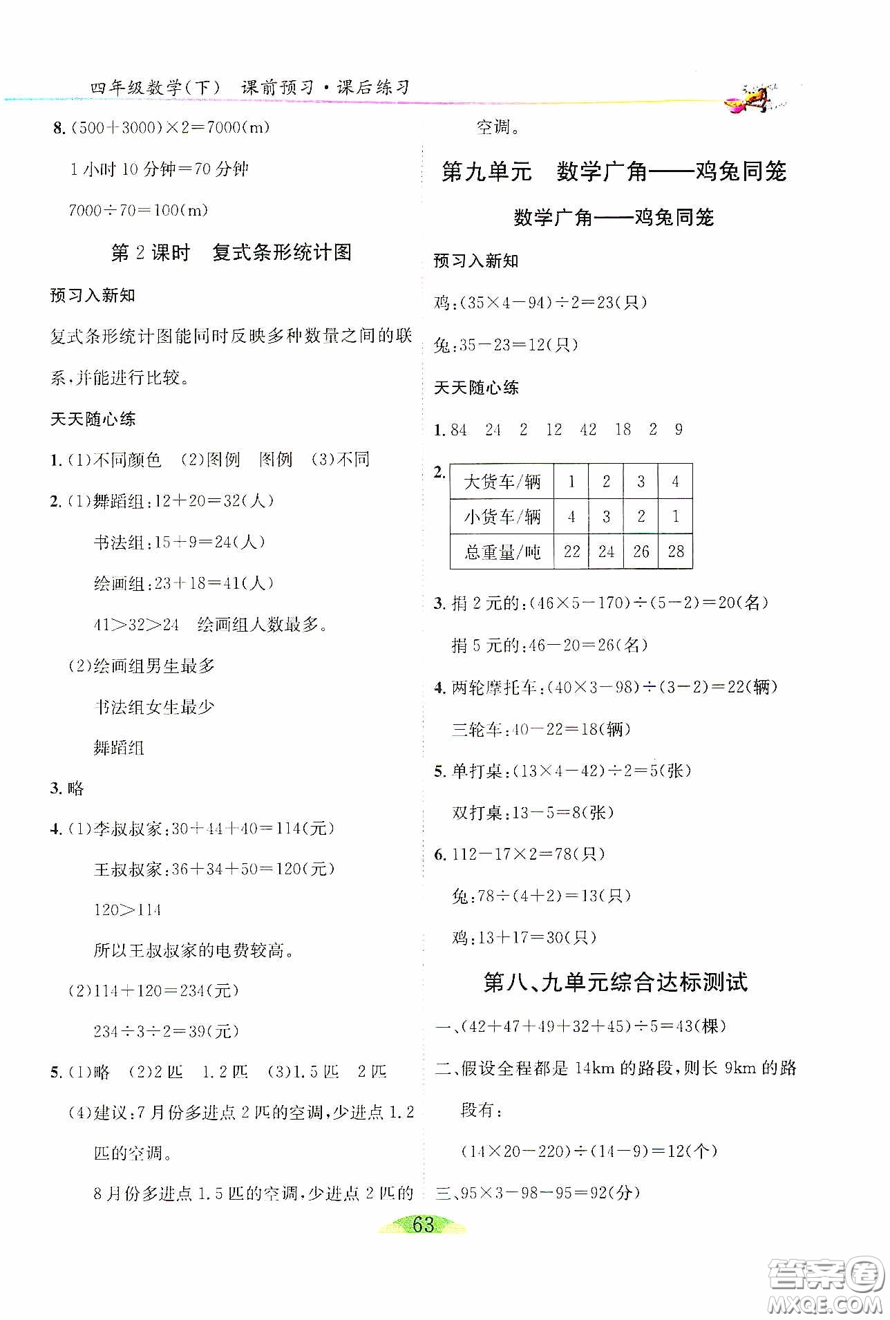 延邊人民出版社2020密解1對1課后練習四年級數(shù)學下冊人教答案