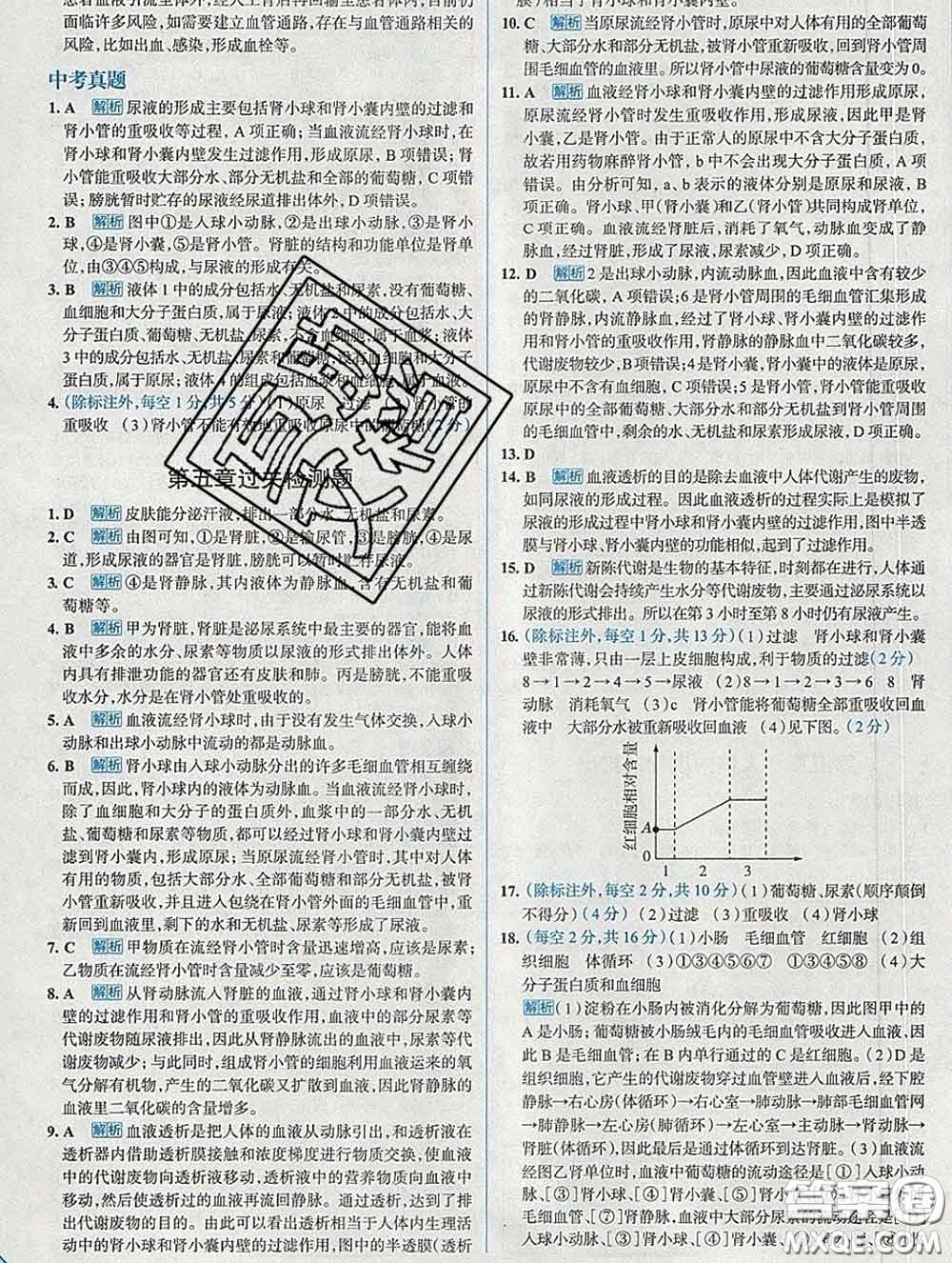 現(xiàn)代教育出版社2020新版走向中考考場(chǎng)七年級(jí)生物下冊(cè)人教版答案