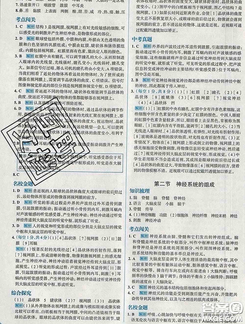 現(xiàn)代教育出版社2020新版走向中考考場(chǎng)七年級(jí)生物下冊(cè)人教版答案