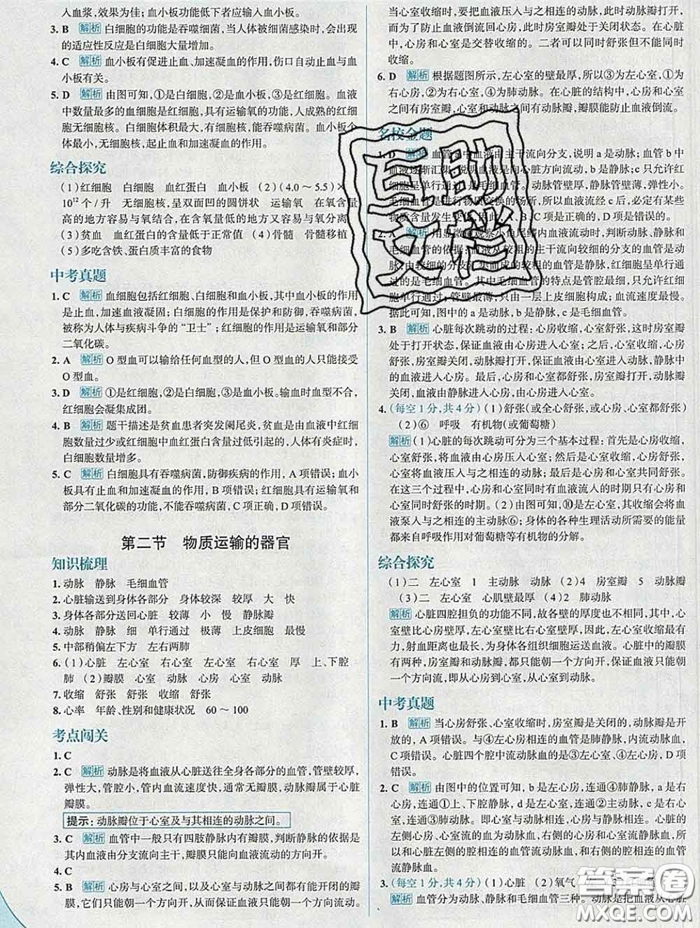 現(xiàn)代教育出版社2020新版走向中考考場(chǎng)七年級(jí)生物下冊(cè)濟(jì)南版答案