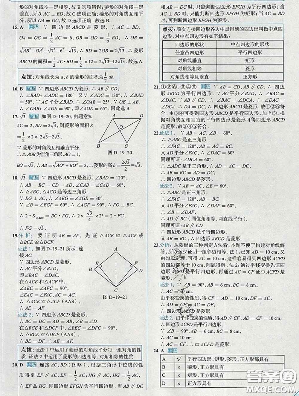 現(xiàn)代教育出版社2020新版走向中考考場八年級數(shù)學(xué)下冊滬科版答案