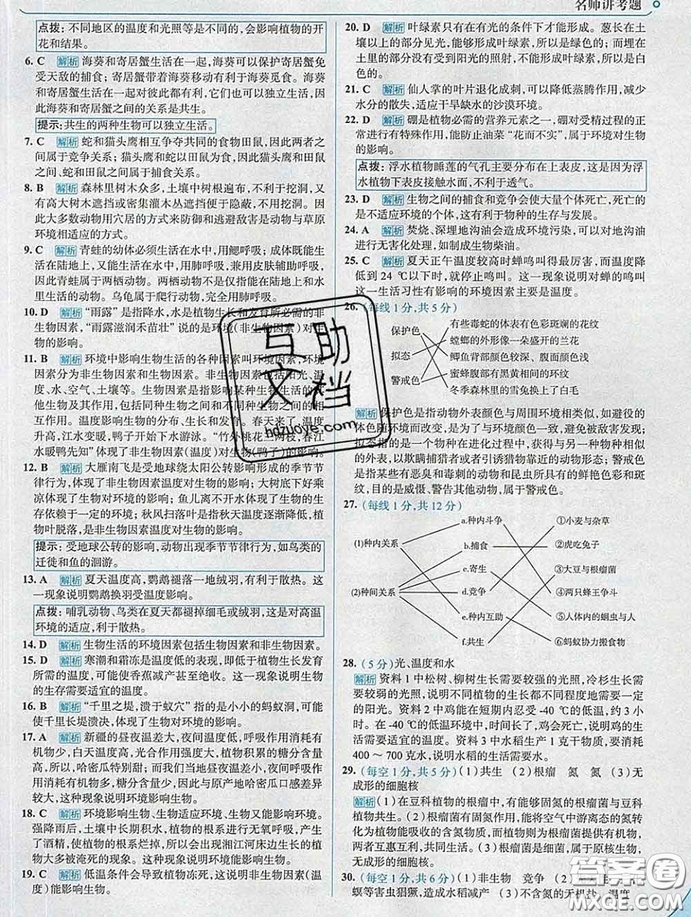 現(xiàn)代教育出版社2020新版走向中考考場八年級生物下冊濟(jì)南版答案