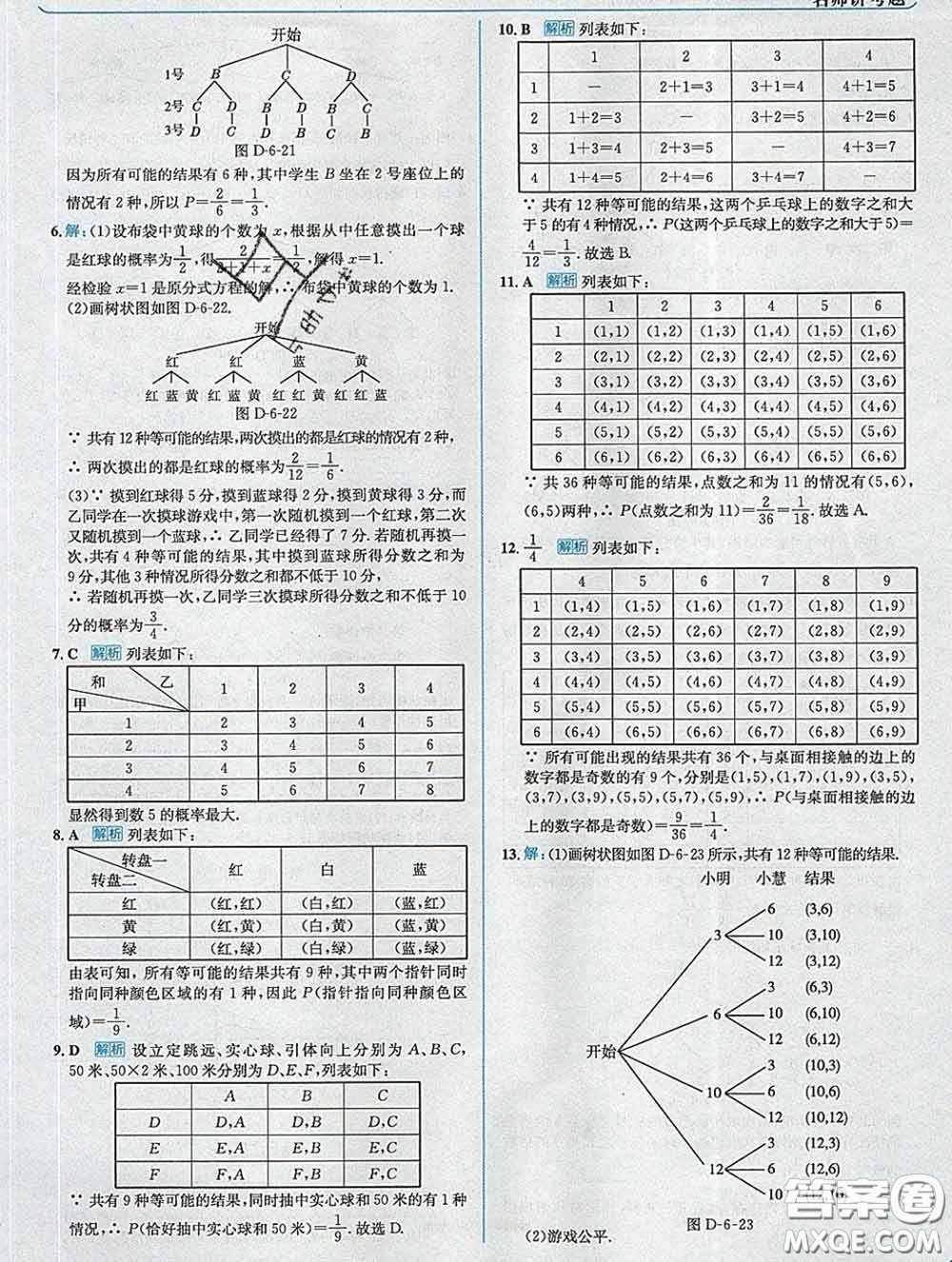 現代教育出版社2020新版走向中考考場九年級數學下冊青島版答案