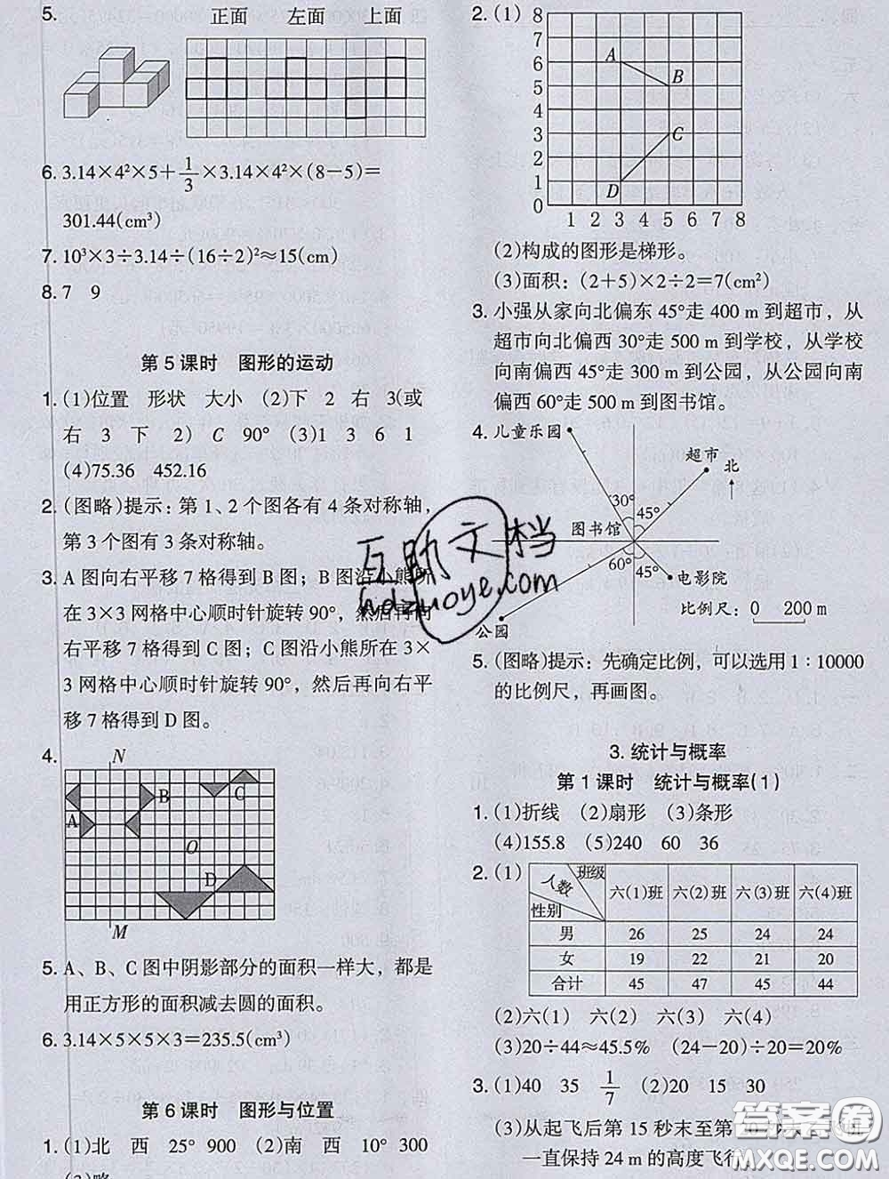 2020新版木頭馬分層課課練小學(xué)數(shù)學(xué)六年級下冊人教版答案