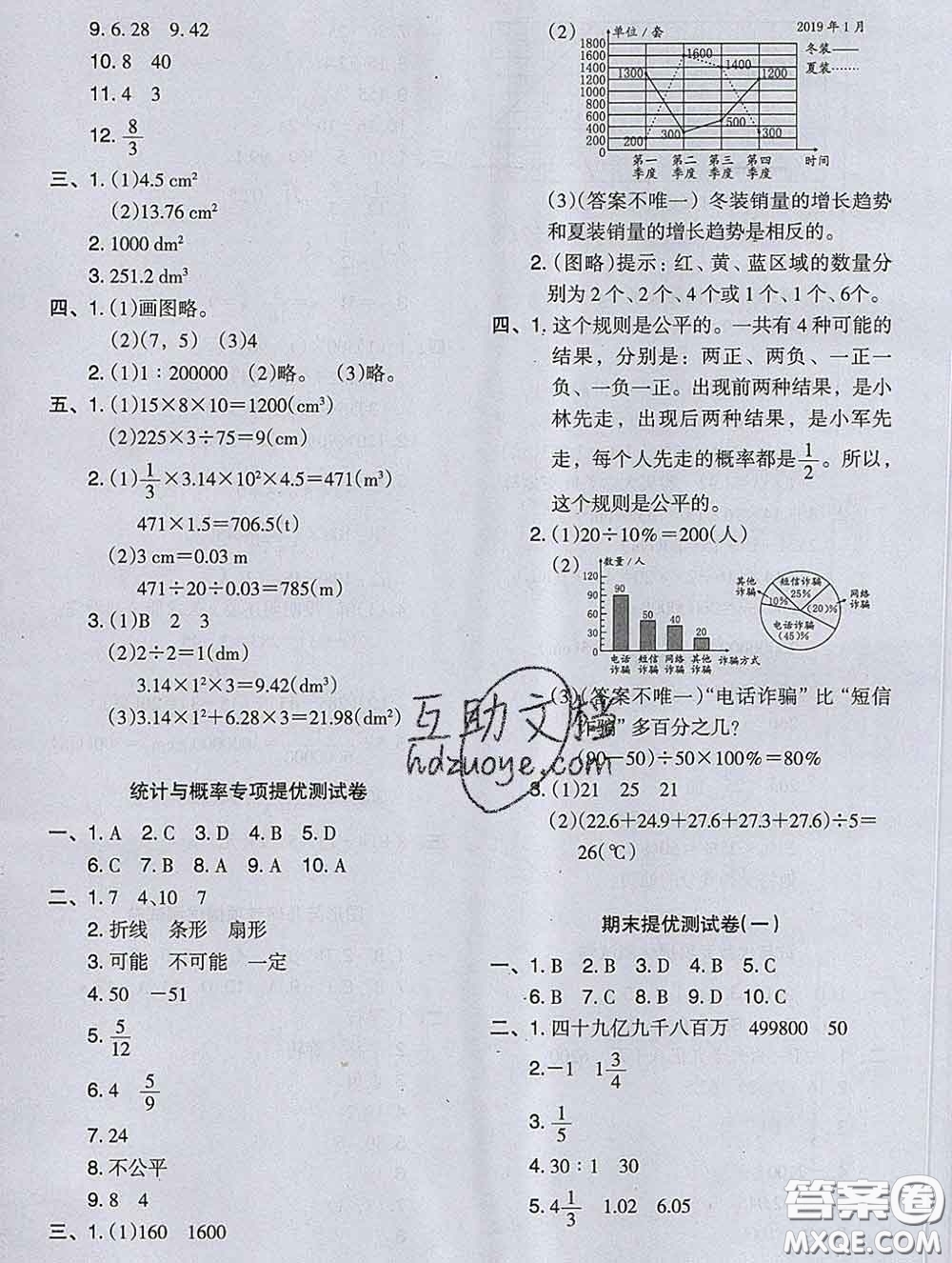 2020新版木頭馬分層課課練小學(xué)數(shù)學(xué)六年級下冊人教版答案