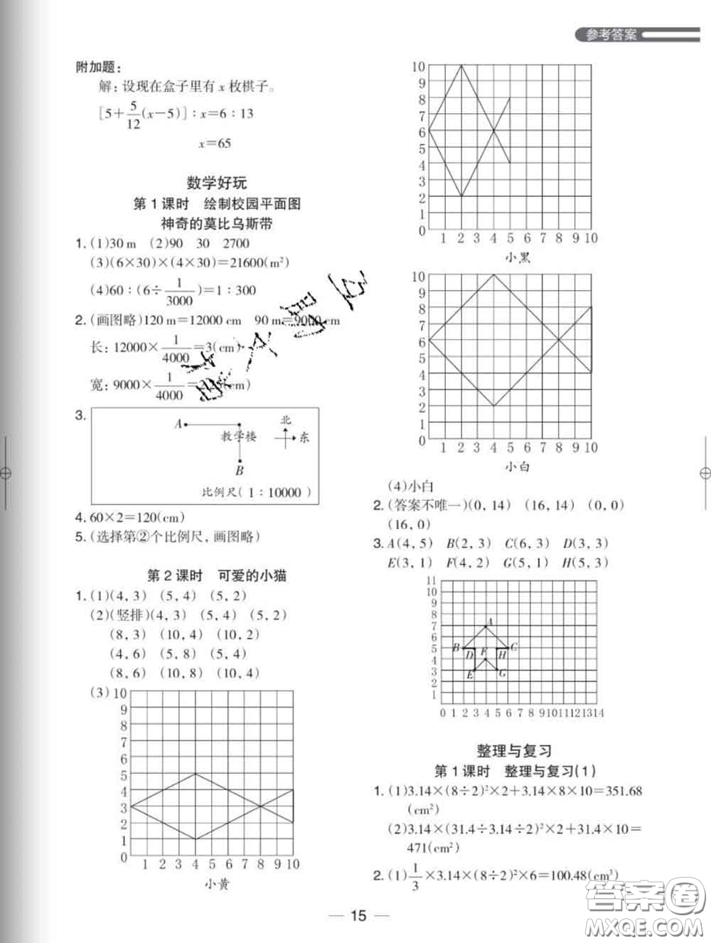 2020新版木頭馬分層課課練小學(xué)數(shù)學(xué)六年級下冊北師版答案